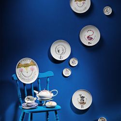 Conjunto açucareiro e leiteira em porcelana multicolor, 21,1 x 21,1 x 21,1 cm | chá com alice