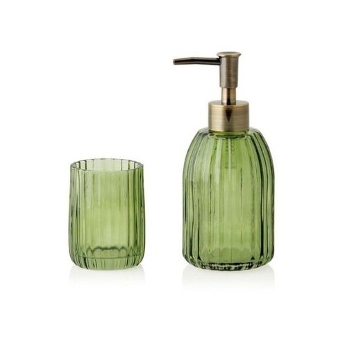 Conjunto de banheiro de 2 peças em vidro verde transparente