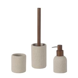 3-delige beige polyresin badkamerset | Textuur