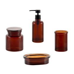4-piece amber glass bathroom set