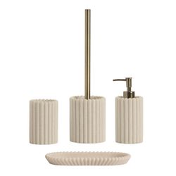 Ensemble de salle de bain 4 pièces en polyrésine beige | Rayures