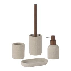 4-piece beige polyresin bathroom set | Texture