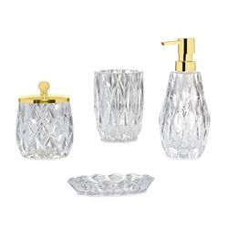 Ensemble de salle de bain en verre gaufré, 4 pièces