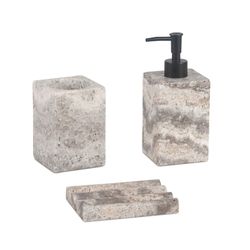 Set de baño de 3 piezas de mármol en gris y marrón | Grey