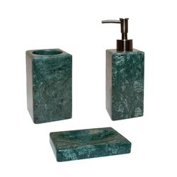Set de baño de 3 piezas mármol en verde | India