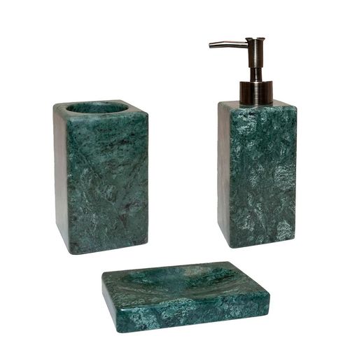 Set de baño de 3 piezas mármol en verde | India