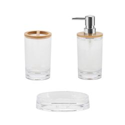 Badezimmer-Set aus Acryl und Bambus, 3-teilig | Toilette
