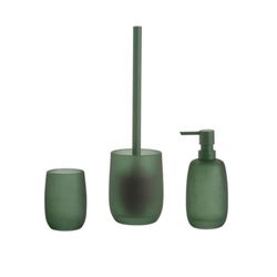 Green Translucent Glass Bathroom Set, 3 Pieces | Murano