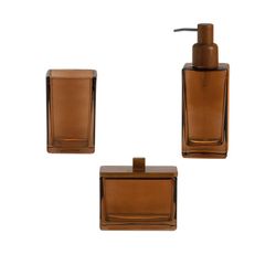 Crystal and Acacia Bathroom Set, 3 Pieces | Naples