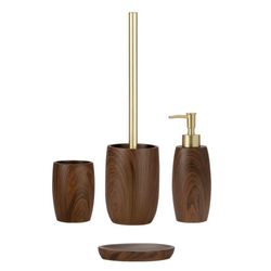 Conjunto de banheiro imitação de madeira, 4 peças | Águia