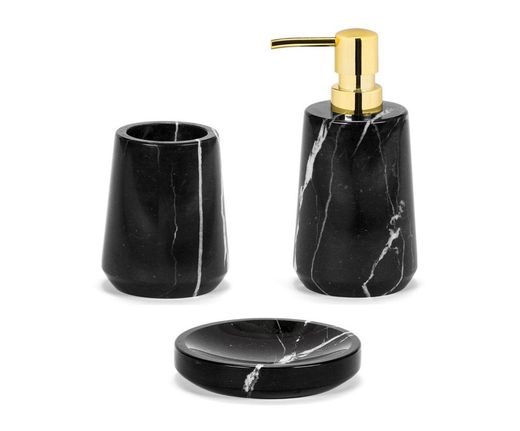 Black and Gold Marble Bathroom Set