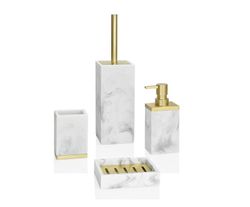 Wit en goud marmeren badkamer set
