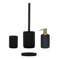 Set de bain Stripes Noir, 4 pièces
