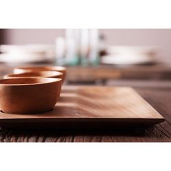 Ensemble de bols et plateaux en teck, 30x20x5cm