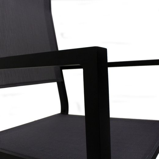 Set da pranzo con 8 poltrone e tavolo Alpine-200/8 + parasole Vienna-300 con 4 lastre