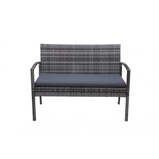 Conjunto de Jardín con 2 Sillones, Sofá y Mesa de Acero Gris oscuro