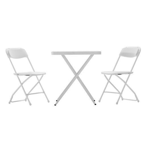 Set da giardino pieghevole 1 tavolo + 2 sedie Bonaire in resina Gardiun e acciaio bianco