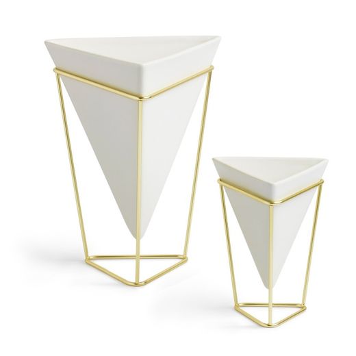 Set di vasi in ceramica Trigg bianchi e oro, 15,5x14x20,3 cm e 11x9,8x14,3 cm