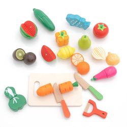 Set da cucina in stile Montessori in pino naturale multicolore, 29x24x6.7 cm | Frutta ecologica