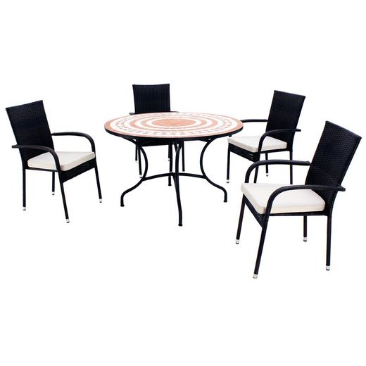 Dining table set with 4 Lorny armchairs / Bergamo-120/4
