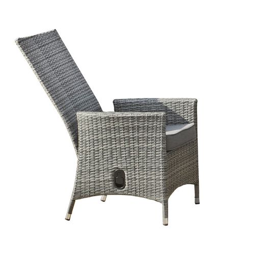 Conjunto de Comedor Exterior con 4 Sillones Reclinables, 4 Cojines y Mesa Valdemar