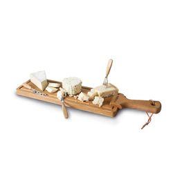 Service à fromage en bois de chêne et inox, 53 x 12 x 3,7 cm | Amis du Fromage