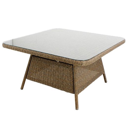 Conjunto comedor jardín sofá modular esquinero y mesa ratán / cristal