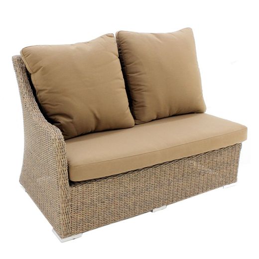 Conjunto comedor jardín sofá modular esquinero y mesa ratán / cristal