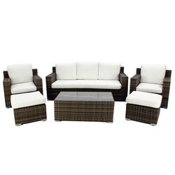 3 seater sofa set with 2 armchairs, 2 stools and Abasari-8 table