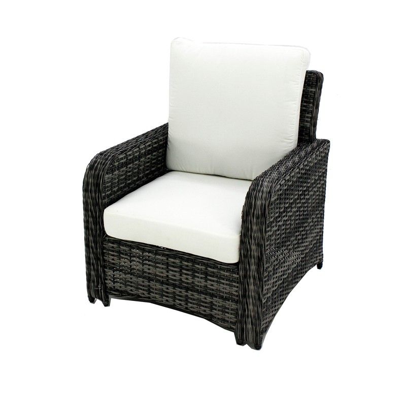 Conjunto de Jardín con Sofá de 3 plazas, 2 Sillones, 2 Taburetes y Mesa