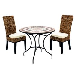 Conjunto de Comedor Exterior con 2 Sillas con Cojines y Mesa Wood