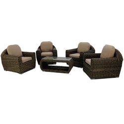 Set terrazza con 4 poltrone e 4 cuscini e tavolo Borsalino