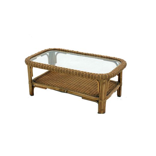Conjunto de salón de Jardín 6 piezas de Ratán Natural y Cristal