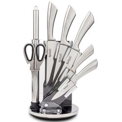 Stainless steel kitchen utensils set in silver, 20 x 18 x 34 cm | Booth