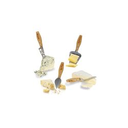 Set cheese mini wood and natural steel and silver, 18x17x2.5 cm