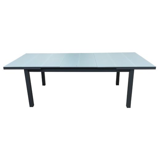 Mesa de exterior extensible de aluminio y cristal en gris, 180/240x100x75 cm | Sicilia