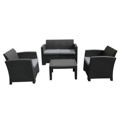SIENA - Hartshavesæt 1 sofa + 2 lænestole + antracitgrå bord