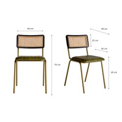 Cadeira ALMSTOCK em Pele e Rattan Verde/Multicolor, 44x49x79 cm.