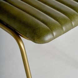 ALMSTOCK Sedia in Pelle e Rattan Verde/Multicolore, 44x49x79 cm.