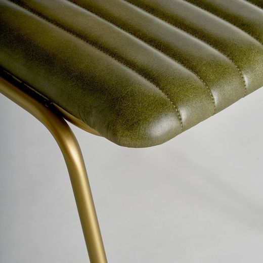Cadeira ALMSTOCK em Pele e Rattan Verde/Multicolor, 44x49x79 cm.