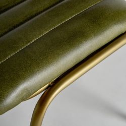 Cadeira ALMSTOCK em Pele e Rattan Verde/Multicolor, 44x49x79 cm.