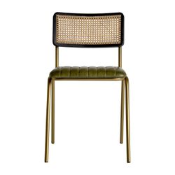 Cadeira ALMSTOCK em Pele e Rattan Verde/Multicolor, 44x49x79 cm.