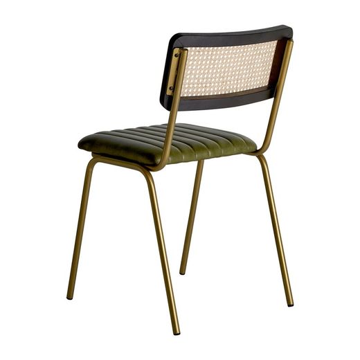 Cadeira ALMSTOCK em Pele e Rattan Verde/Multicolor, 44x49x79 cm.