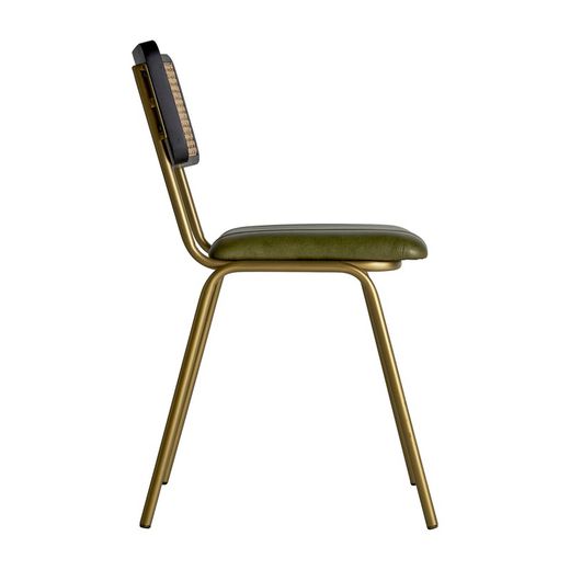 Cadeira ALMSTOCK em Pele e Rattan Verde/Multicolor, 44x49x79 cm.