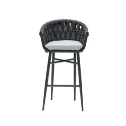 Garden dining set in aluminum and olefin rope in anthracite | Meridian