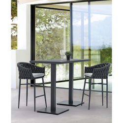 Garden dining set in aluminum and olefin rope in anthracite | Meridian