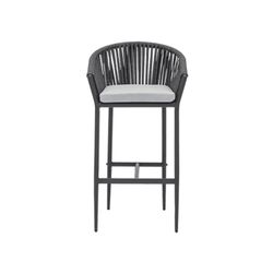Cadeira de bar para área externa com braços em alumínio e corda de olefina em antracite, 57 x 56 x 105 cm | Ukiah