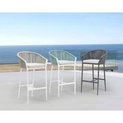 Aluminum and olefin rope patio dining set in anthracite | Meridian + Ukiah