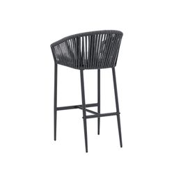 Cadeira de bar para área externa com braços em alumínio e corda de olefina em antracite, 57 x 56 x 105 cm | Ukiah
