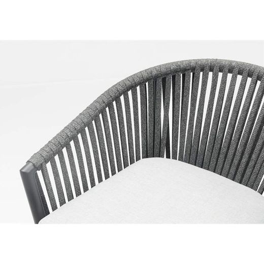 Aluminum and olefin rope patio dining set in anthracite | Meridian + Ukiah